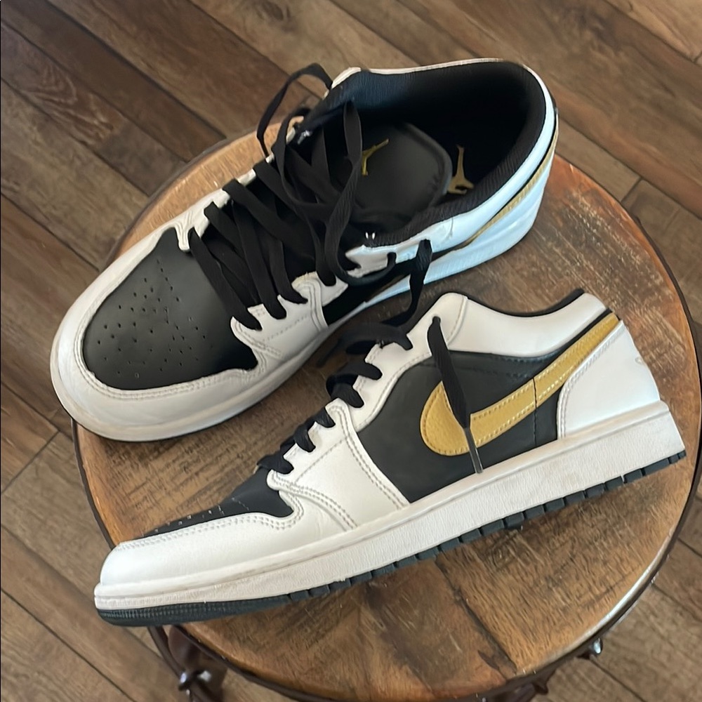 Nike Jordan One Low Black and Gold Sneakers